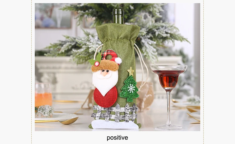 Christmas Wine Bottle Covers Bag Snowman Santa Claus Champagne Bottle Cover Sleeve Merry Christmas New Year Table Decorations