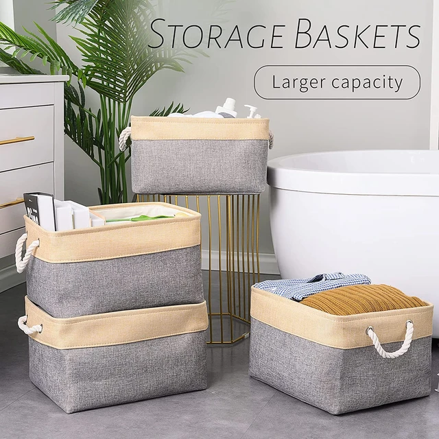 Clothing Storage Bins for Closet with Handles Foldable Rectangle Baskets  Fabric Containers Boxes for Organizing Bedroom - AliExpress
