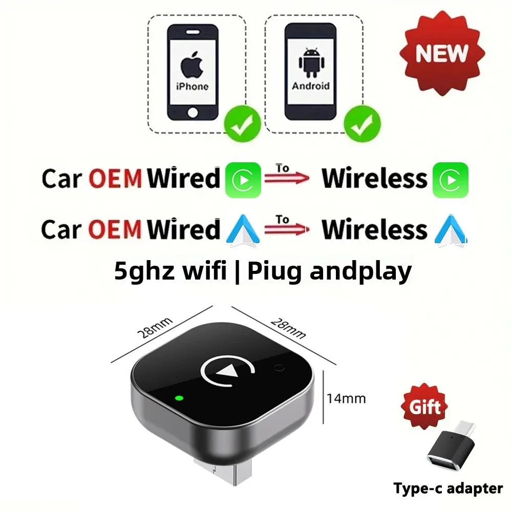 Dongle CarPlay wireless e adattatore wireless Android Auto Smart Box AI 2 in 1 per auto con CarPlay cablato in fabbrica - Image 6