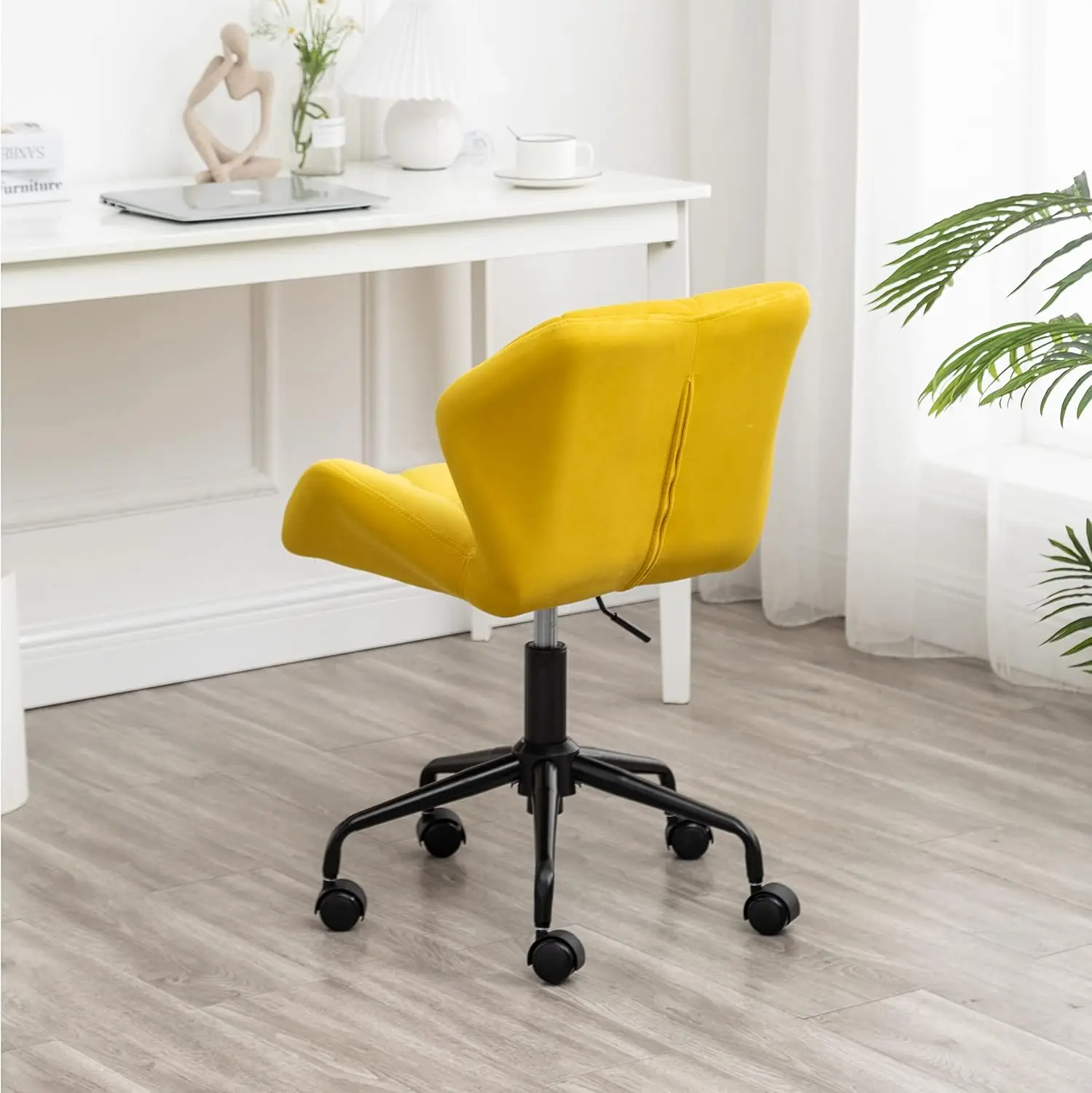 Eldon Diamond Tufted Adjustable Swivel Office Chair, Yellow 5