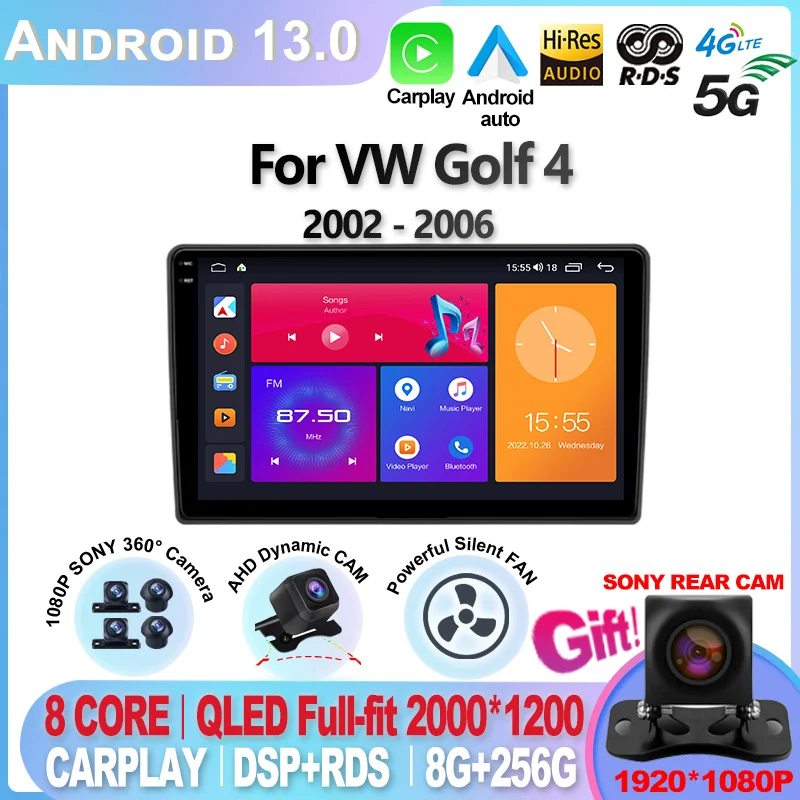 

For Volkswagen VW Golf 4 IV Jetta MK4 Classics Car Radio Android 13 Multimedia Player Carplay GPS Android Auto Stereo DSP 2 Din