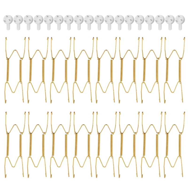 

16 шт. 6 дюймов Невидимые вешалки для пластин, настенные вешалки для пластин, латунные держатели для пластин с 18 шт. настенных крючков от 5 до 7 дюймов D