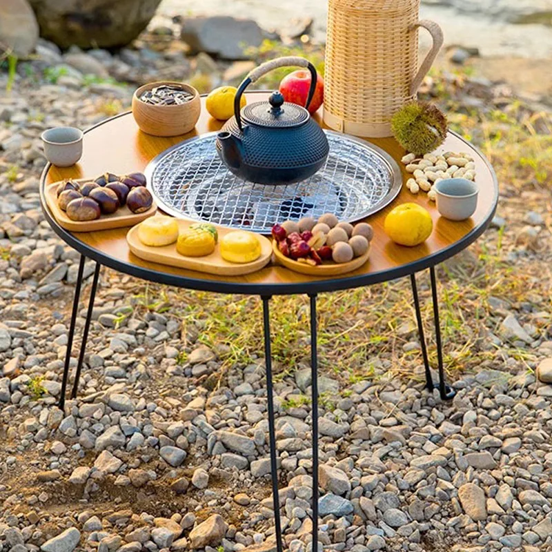 Aoliviya Official Outdoor Craftsman Folding Table and Chair Camping Stove Barbecue Grill Cooking Tea Table Hot Pot Integrated Po