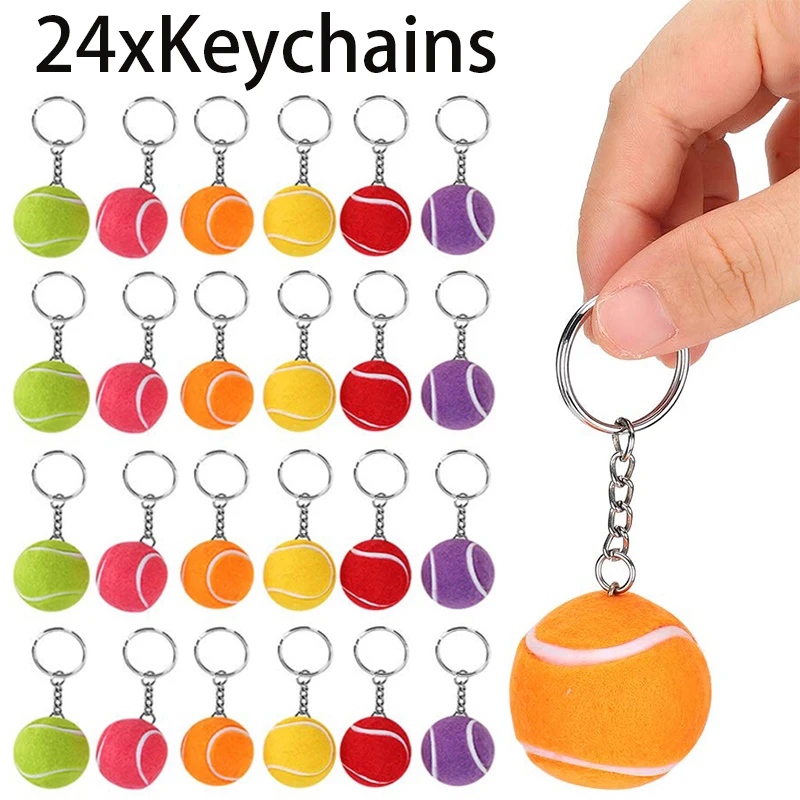 24Pcs Tennis Keychain Wallet Key Chain Tennis Key Ring Exquisite Mini Keychains Ball Keychain for Men Adorable Keychains