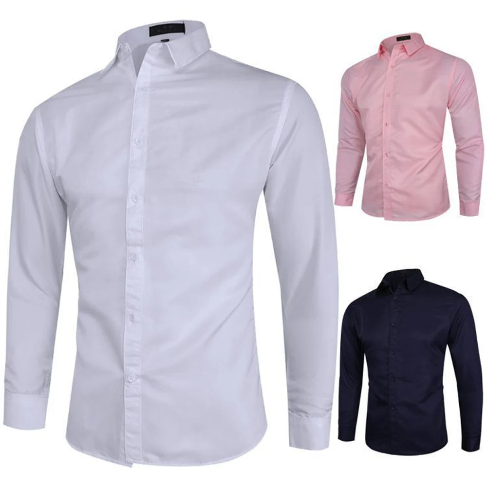 Mens Long Sleeve Button Office Shirt