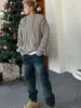 American Retro Mixed Color Stripe Knitted Sweater Lazy High-End Men's Cleanfit Design round Ne Pullover Home Travel Casual