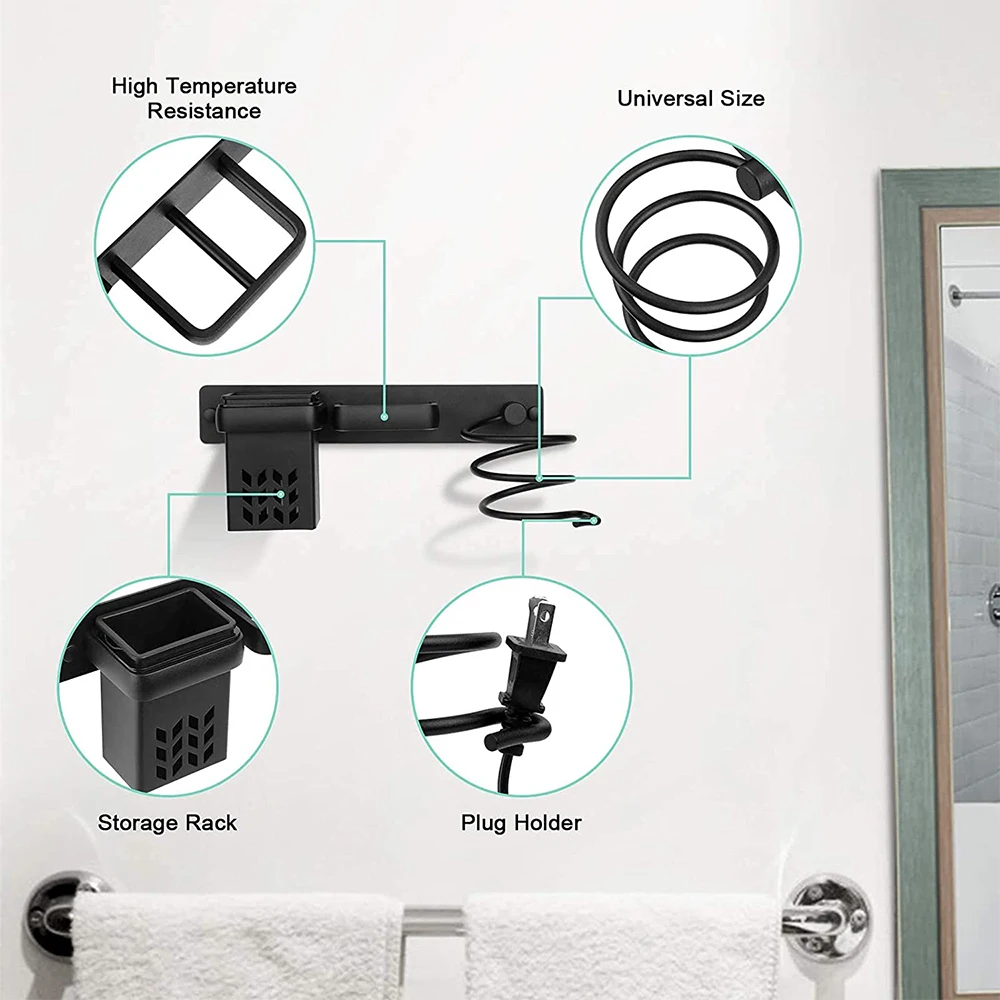 Wall-Mounted Hair Dryer Storage Rack Multifunctional Bathroom Hair Care Tool Straightening Irons And Curling Irons Storage Box storage rack,hair dryer holder,hair tool holder