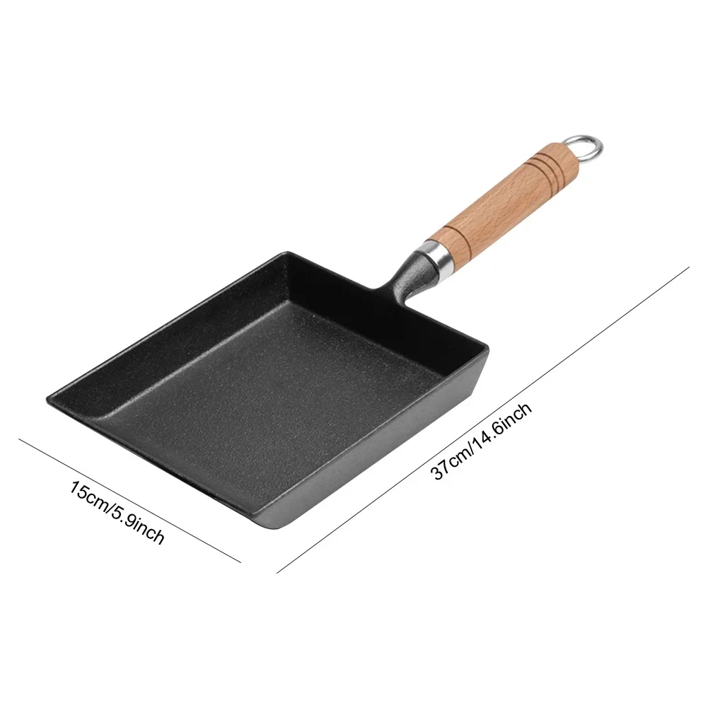 Japanese Cast Iron Egg Frying Pan Non-Stick Omelette Pan Rectangle Mini Egg Frying Pan Thickened Omelette Tamagoyaki Frying Pan