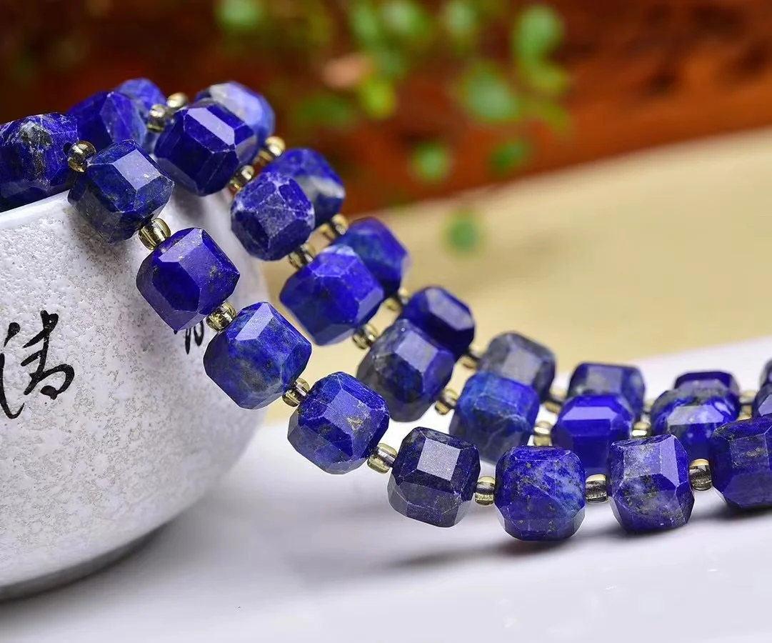 New goods, 8mm high quality lapis lazuli square faceted shape, semi-finished beads