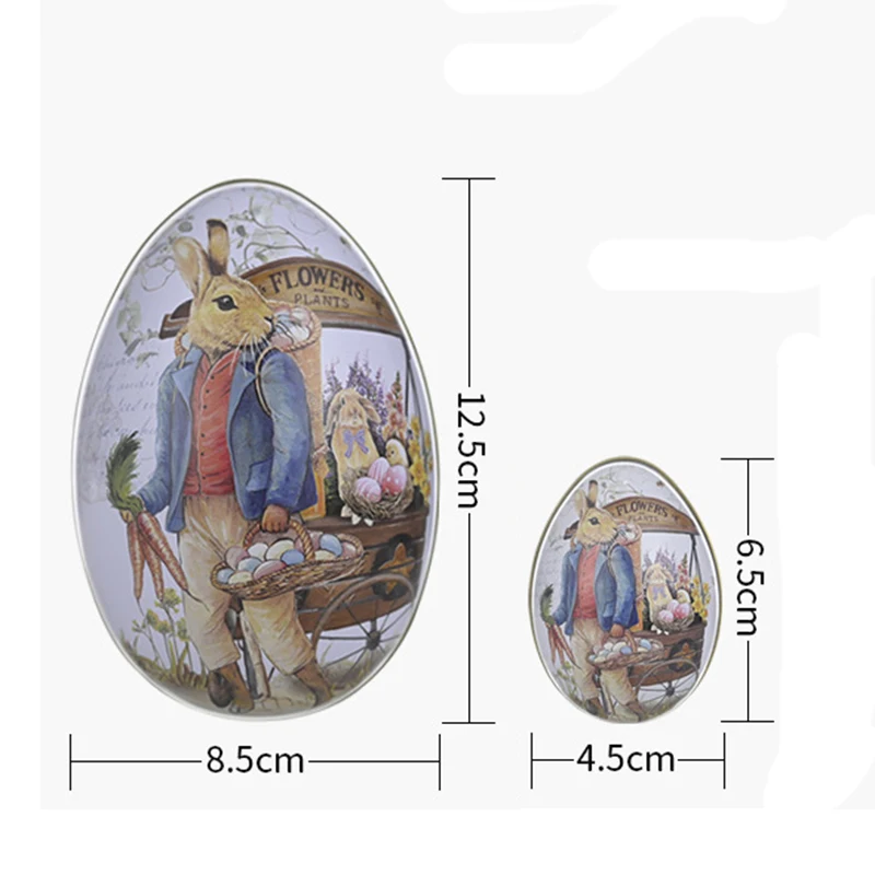 1pcs Easter Eggs Shaped Candy Box Metal Tinplate Case Easter Egg Box Creative Candy Gift Box Packing Boxes Happy Easter Decor images - 6