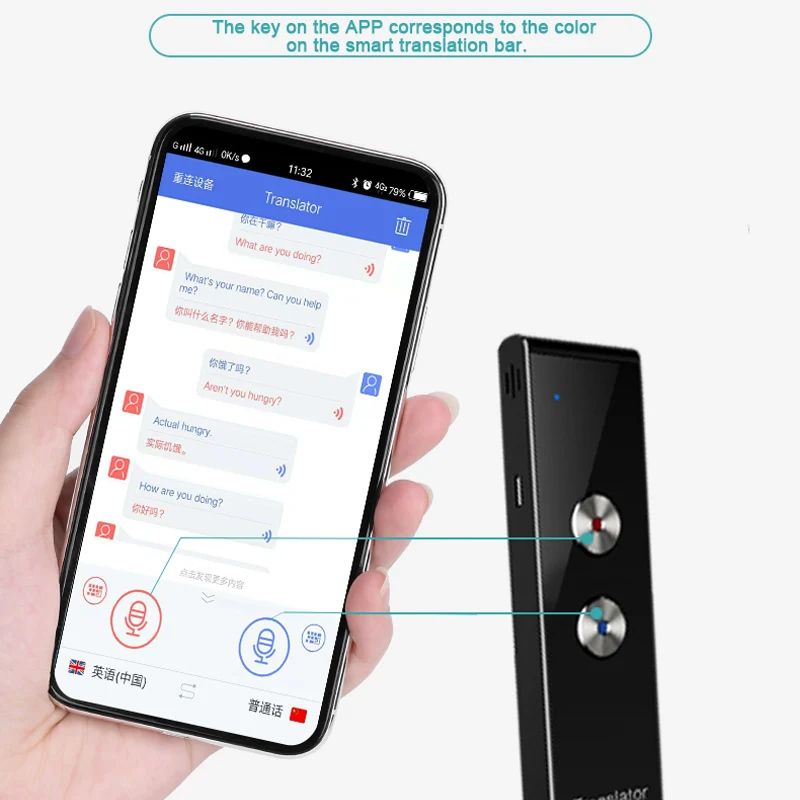 Voice Translator T8+ Portable 2-way Instant Translate High Recognition Ability 30+ Languages Business travel