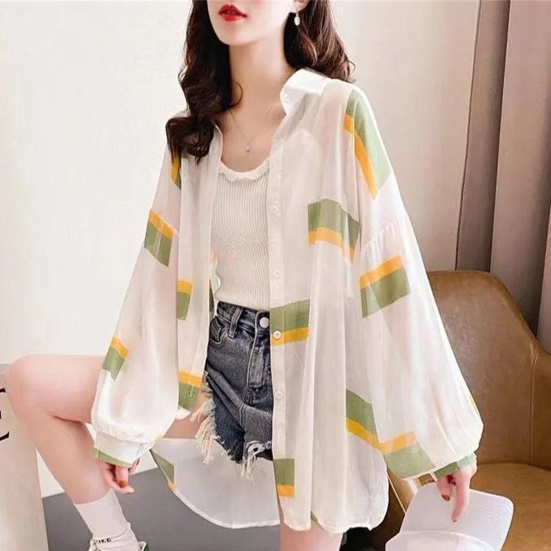 

Korean Female Ultraviolet-proof Sunscreen Clothing Jacket Women Mid Length Version Summer Loose Fit Sunscreen Clothing Tops Coat