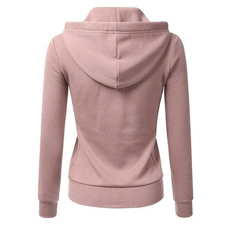 Casual Hoodies Women Autumn Winter Cardigan Solid Color Long Sleeve Hoodie Pockets Zipper Sports Coat Hoodie Women Clothing
