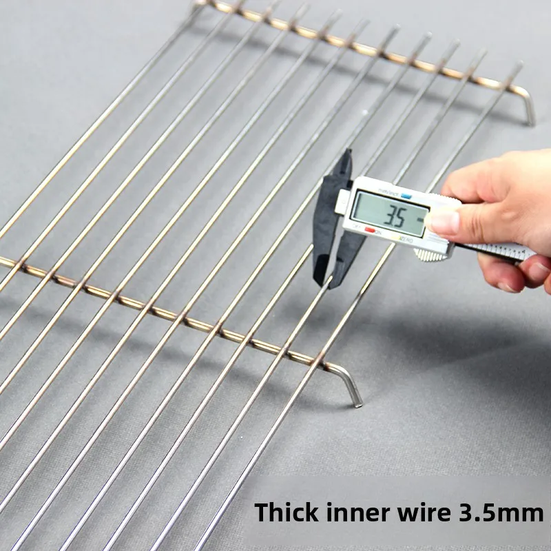 Extra-Thi Stainl Steel Barbecue ill Net Rectangular Pork Ras Drng ids Kitchen Cooking Tools BBQ Accories