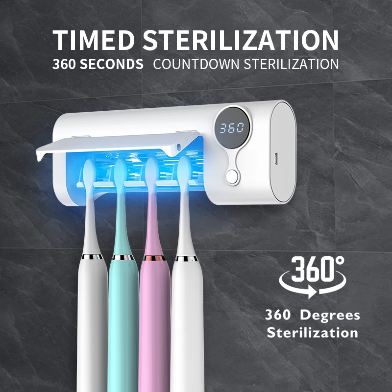 Wall- Mounted Toothbrush Sterilizer And Bracket, 4 Toothbrush Slots, Cleaning Toothbrush, Suitable For Bathroom