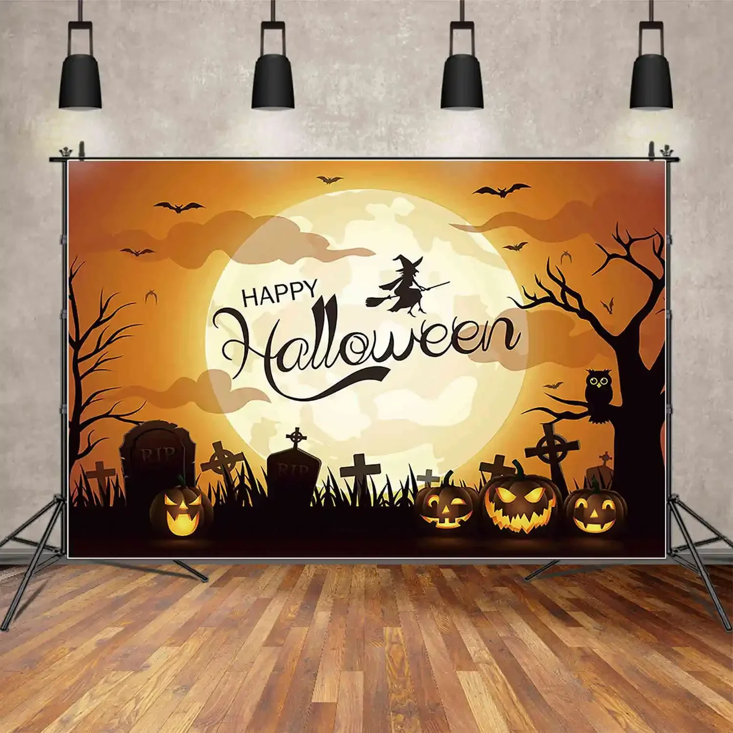 MOON.QG 2025 Haunted Halloween Party Decoration Photo Studio Background Pumpkin Gloomy Castle Backdrop House Photozone Photocall