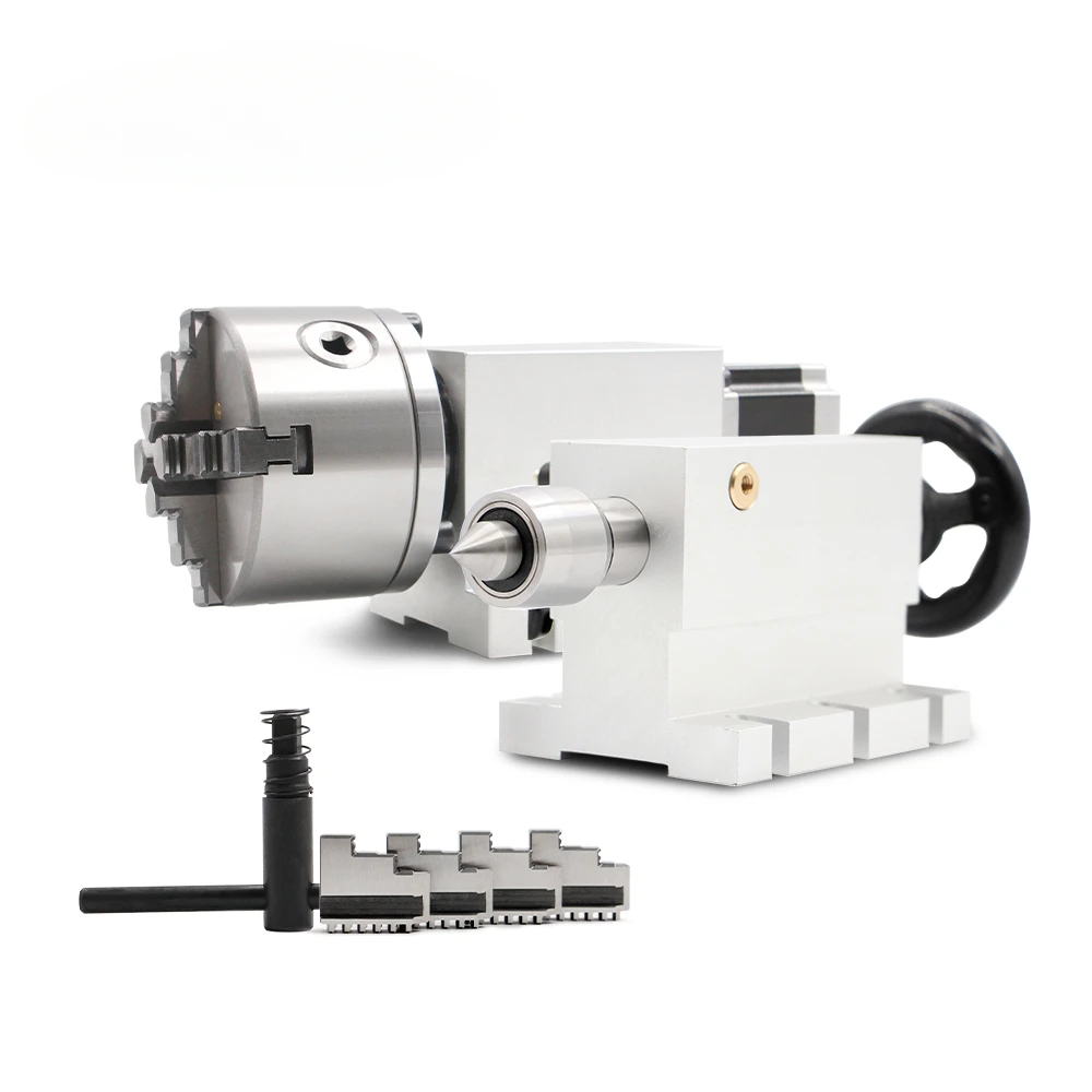 

23 3/4 Jaw 100mm CNC Four Axis CNC Indexing Head/rotary Shaft/A-axis Kit and CNC Machine Tool Tailstock