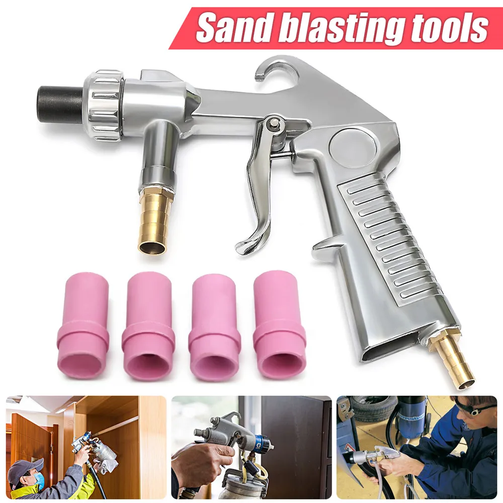 Sandblaster Feed Guns Air Siphon Sand Blasting Abrasive Tool 4Pcs Ceramic Nozzles Tips Kit Power Tools Sprayer feed me by liviana prola