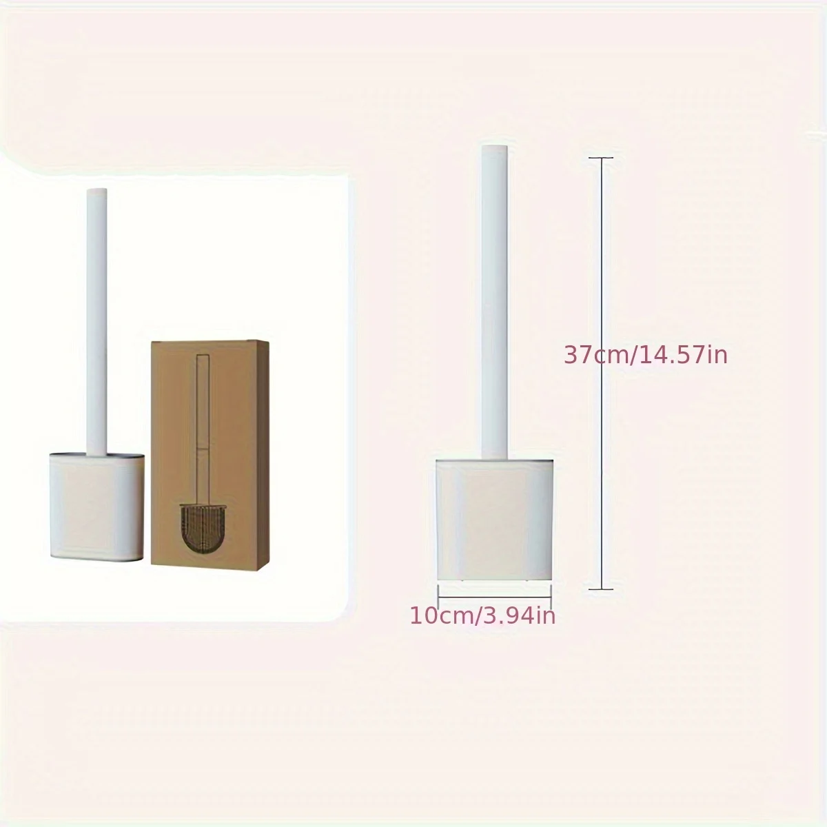 Silicone Toilet Brush Set with Removable Long Handle - Wall Mounted Household Cleaning Tool, Plastic, Reusable 2
