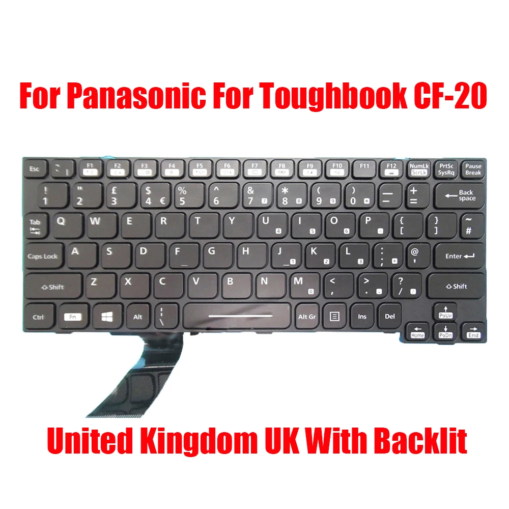Tastiera Uk Retroilluminata Per Panasonic Per Toughbook Cf-20 Cf-20E0385Vj Cf-20E5097Vj Muslim01A Muslimregno Unito Nuovo