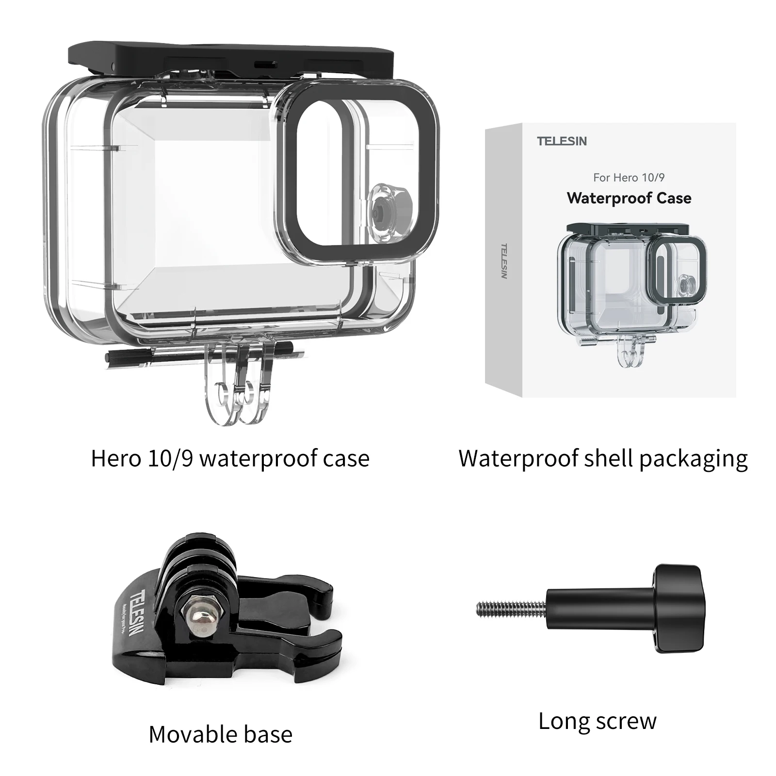 TELESIN Waterproof Diving Case with Lens Filter and Buoyancy Rod Set