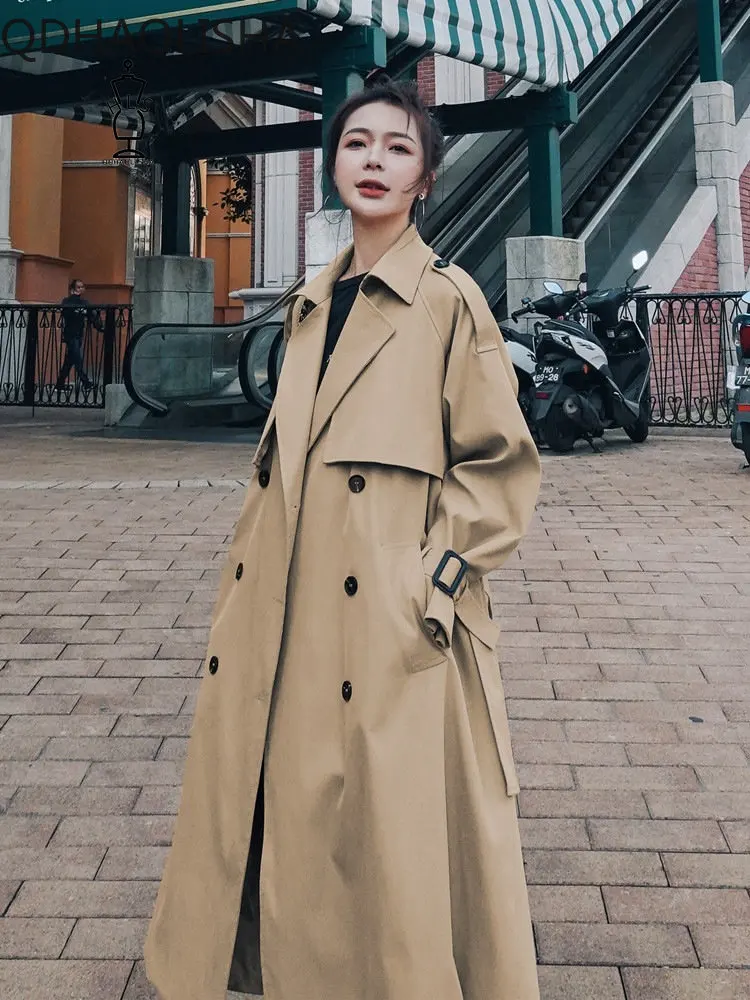 

Women's Trench Coat Autumn Winter New In Korean Fashion Medium Long Women Clothes Loose Overknee Jackets Women's Windbreaker