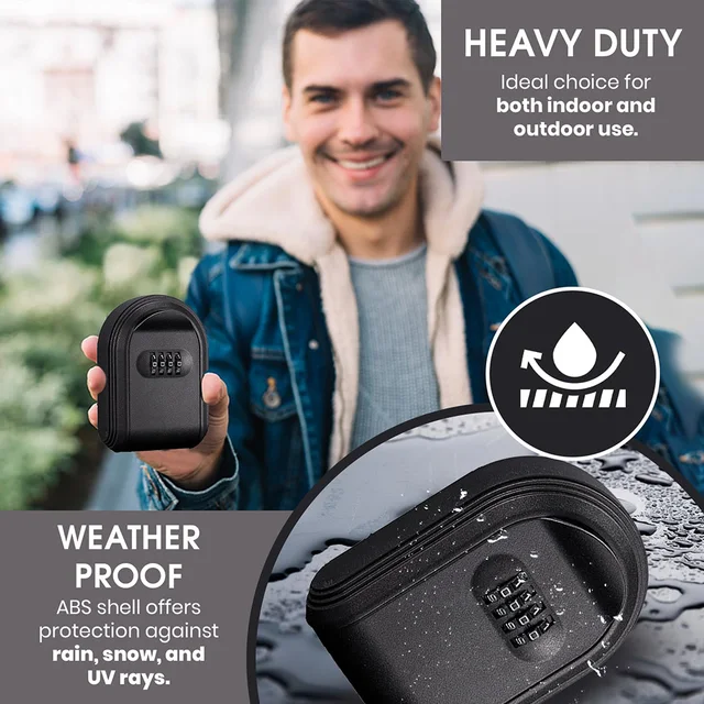 Key Lock Box with Small 4 Digit Combination Wall Mounted Secure Lock Box for House Key Resettable Code Safe Security Key Box 3