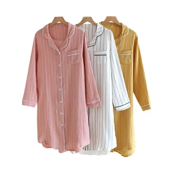 Night Dress with Button Sleepwear Women Home Nightdress 1
