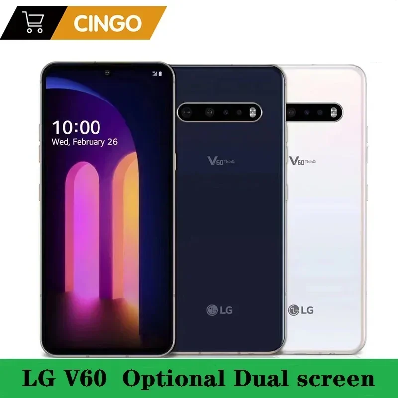 

Original Unlock LG V60 ThinQ Dual-Screen V600AM/ V600TM /V600VM 6.8 inch Snapdragon 865 NFC 4/5G phone 8GB RAM 128GB ROM Android