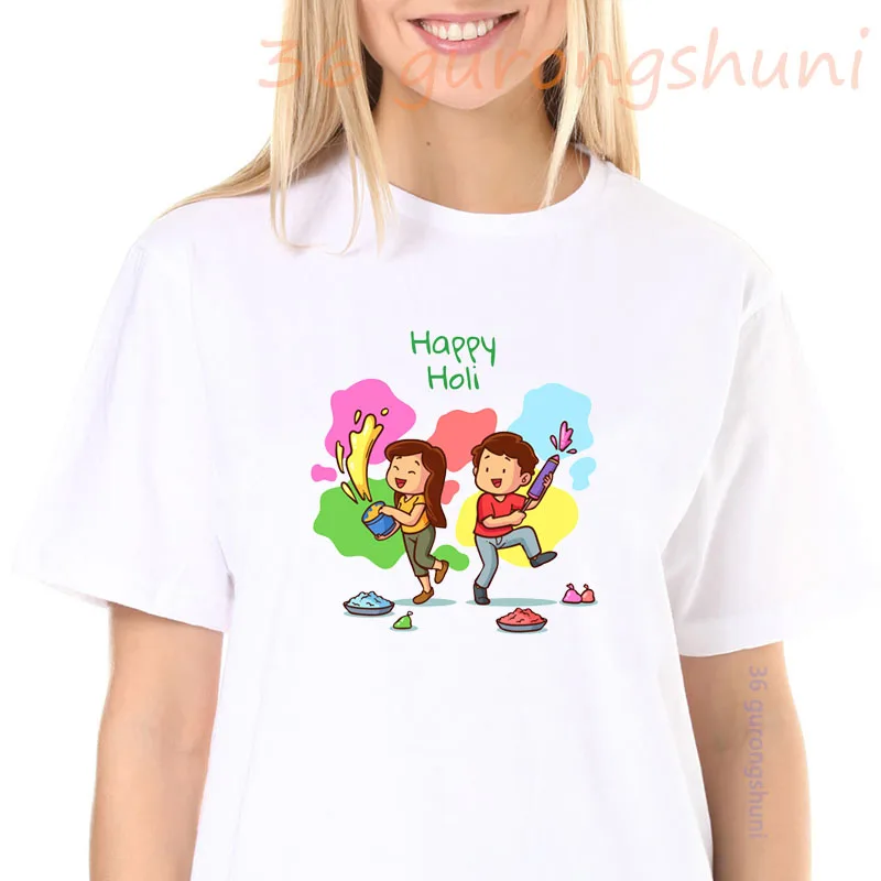 Kids T Shirt For Boys Girl Clothes Happy Holi festival Gift for Indians women T-Shirts mom baby Tops tee Parent-child clothing 5