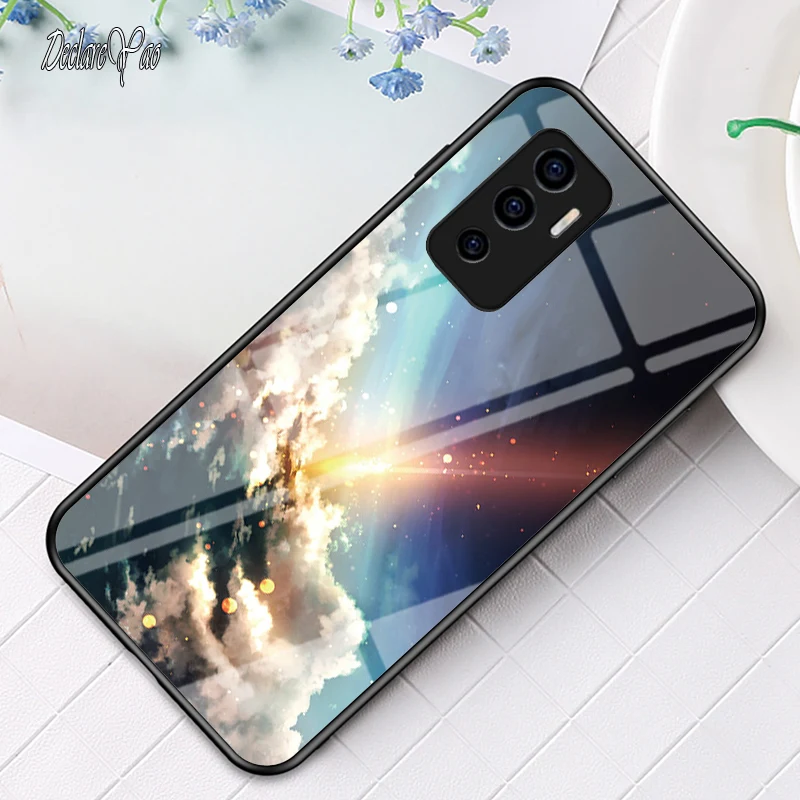 Per VIVO V23E Copertura DECLAREYAO Vetro Duro Coque Per V7 Plus V11i V11Pro V15 V17 V20 Pro V21 Custodia in vetro temperato Silicone_voghion.com