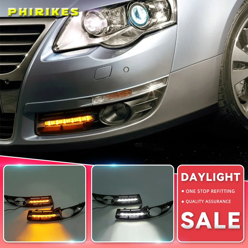 Car LED Light DRL LED Daytime Running Lights with Fog Lamp Hole For VW For Volkswagen Passat B6