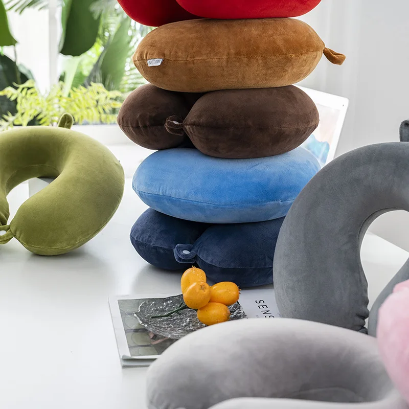 Travel Pillow Pure Memory Foam U Shaped Neck Pillow Super Lightweight Portable Headrest for Airplane Car Office Sleeping Rest 4