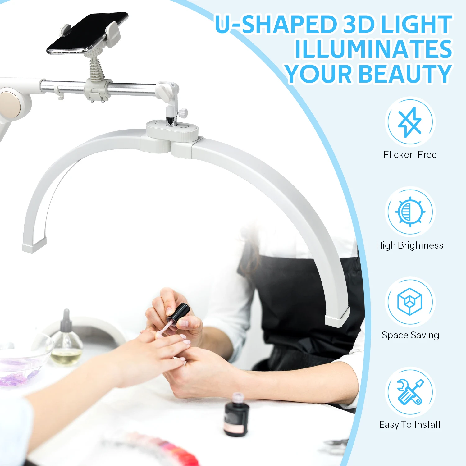 Cantilever Rotating Folding Half Moon Circular Fill Light Beauty Salon Lighting Lamp Embroidered Eyebrow Manicure Fill Light 2