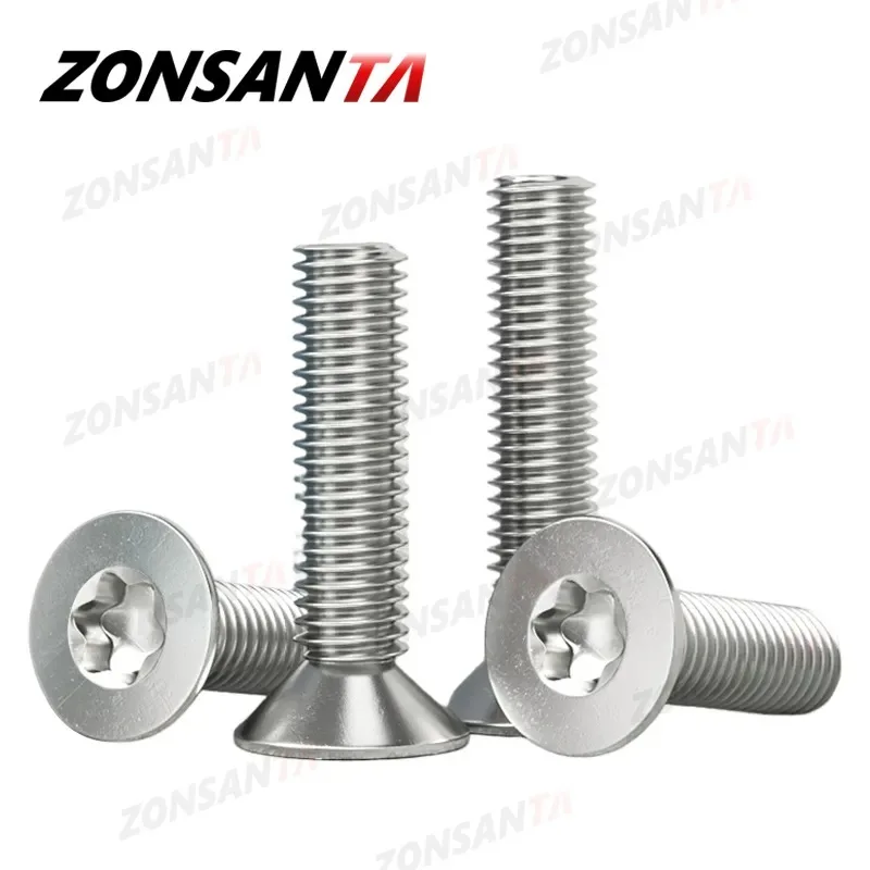 Плоский винт с потайной головкой ZONSANTA M1.4, M1.6, M2, M2.5, M3, M4, M5, M6, M8, шестиконечный звездообразный винт из нержавеющей стали 304, болт с цветком сливы GB2673