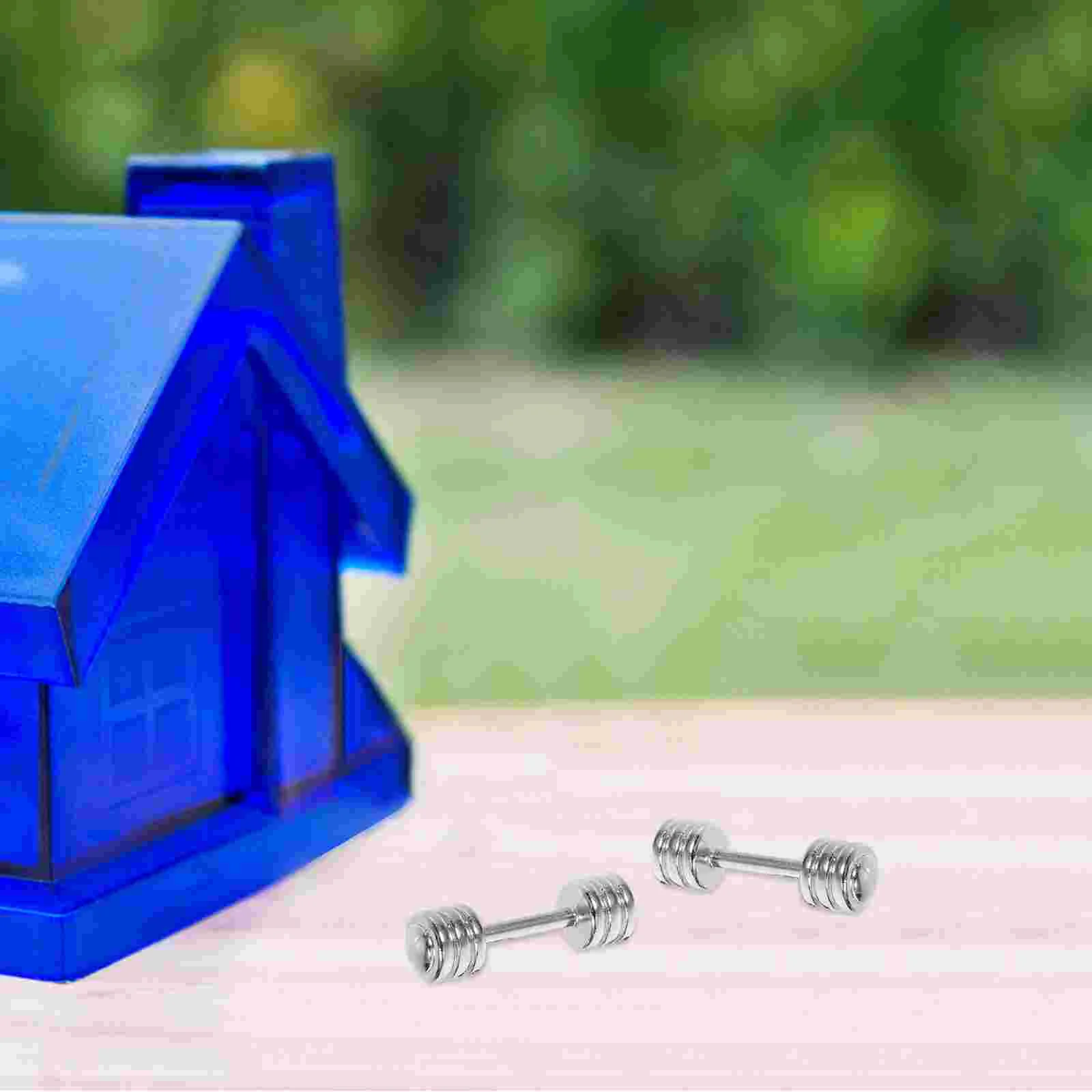 2 Pcs Dollhouse Fitness Accessories Room Decoration Miniature Barbell Decorations Sports Alloy