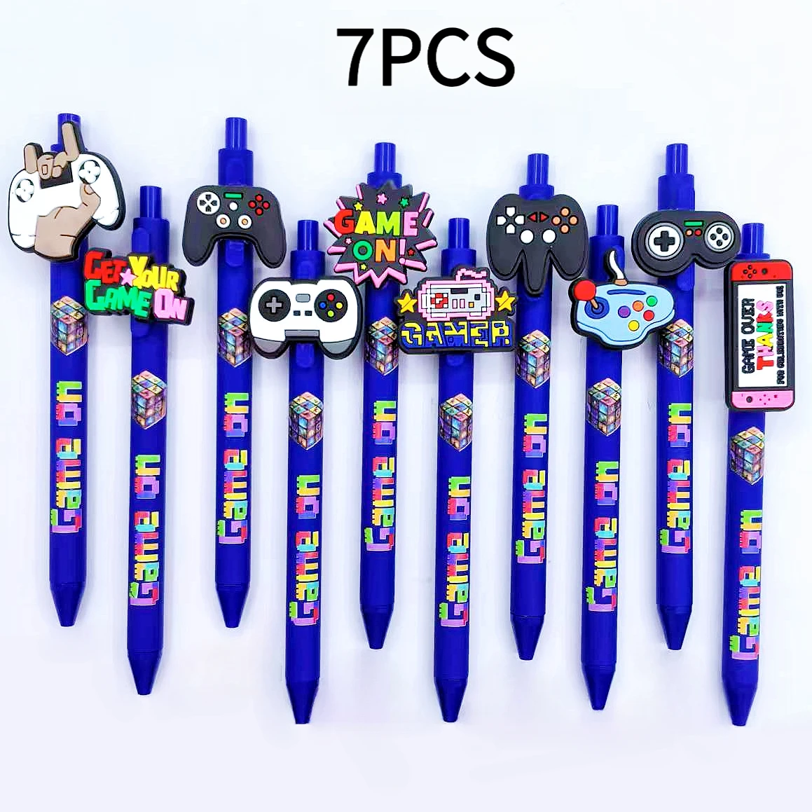 7 stücke/13 stücke gamepad serie kugelschreiber cyan griff druck stift kreative geschenke spiel gel stift – Detail 2