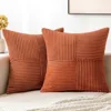 Rust Boho Throw Pillow Cover 18x18 Inch for Couch Bed Sofa Soft Corss Corduroy Patchwork Textured Terracotta Accent Cushion Case 1