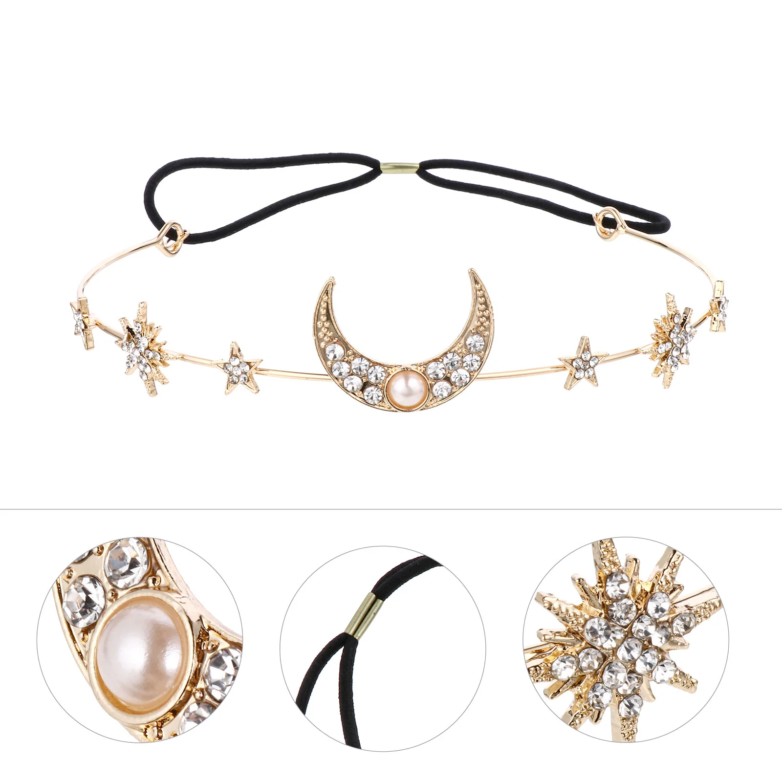 

2 Pcs Star Moon Hair Band Jewelry Crystal Headband Tie European American Bridal Headdress Accessories Alloy Stars Miss