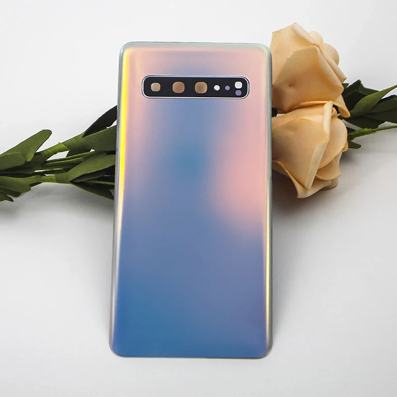 삼성 갤럭시 S10 5G SM-G977B G977F 배터리 후면 커버, 후면 문짝 유리 패널 하우징 케이스, 접착제 추가 카메라 렌즈 교체