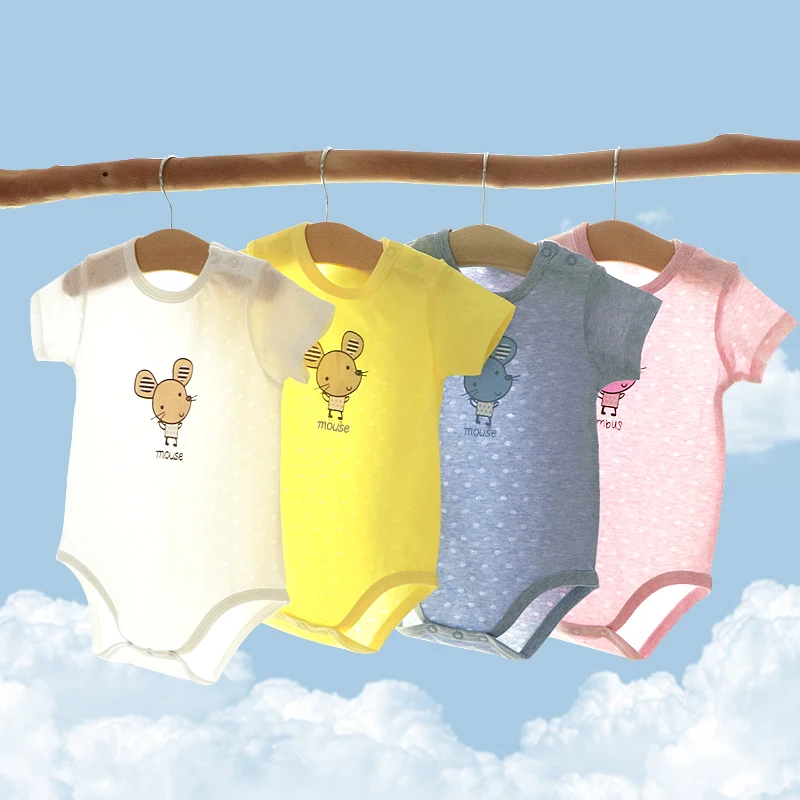 6M-5T 2pcs Baby Boy Girl Short Sleeve Bodysuit Bebes Summer Thin Breathable Cotton Pajamas Kid Jumpsuit Overall Chil