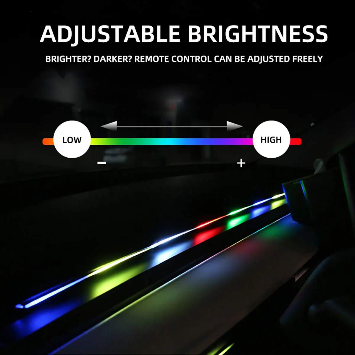 USB 자동차 LED 주변 조명 아크릴 스트립 대시 보드 조명, RGB 자동차 인테리어 숨겨진 앱 리모컨 분위기 램프, 64 색