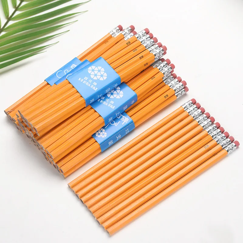 Wooden Pencil with Eraser 10pcs for Drawing Writing