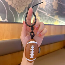 Leather Sports Keychain Pendant - Stylish Accessory (Rugby)