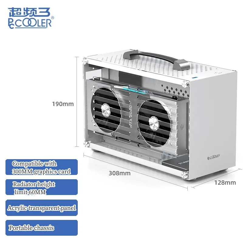 Pccooler I100 I100-2 Itx Mini Piccola Custodia Tutta In Alluminio Valigia Portatile Htpc Computer Desktop Telaio Vuoto Custodia Da Gioco Per Pc