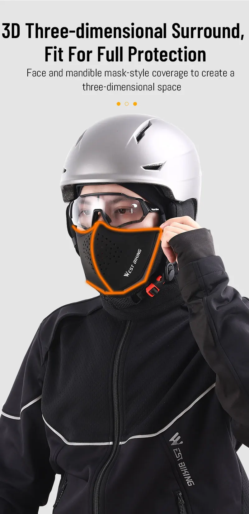 WEST BIKING Winterschal Warm halten Fahrradmütze Magnetisch Schnell öffnen Schließen Wärmer Atmungsaktive Winter Sturmhaube Mütze – Detail 12