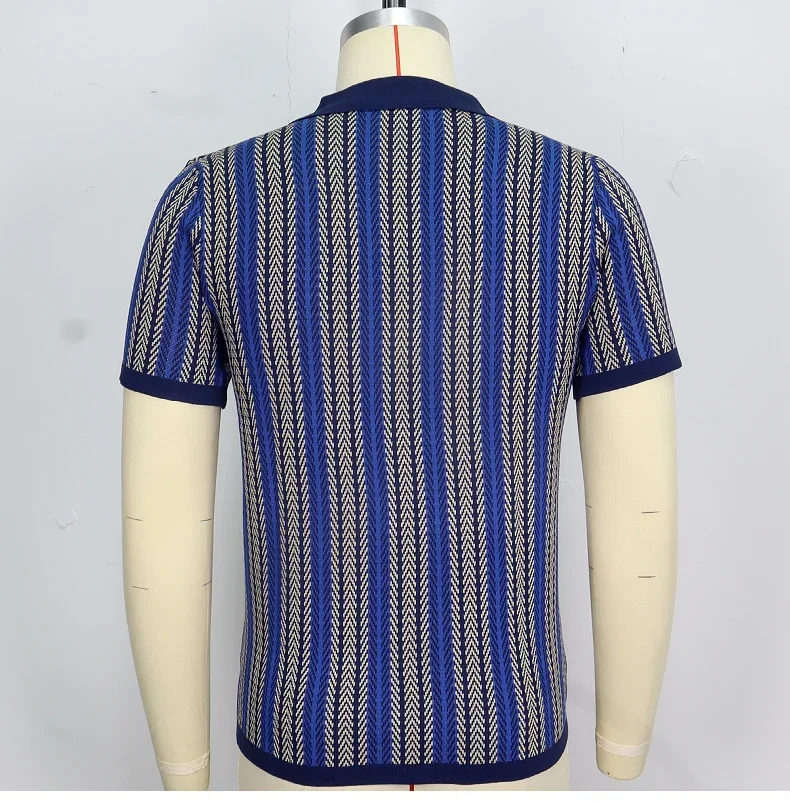 Summer new men's striped T-shirt polo Shirt High quality Ice silk fabric breathable wiry size Casual beach style mens shirts 3XL 29 S82c7d4d47eee4259a57b78d7c8942cb87