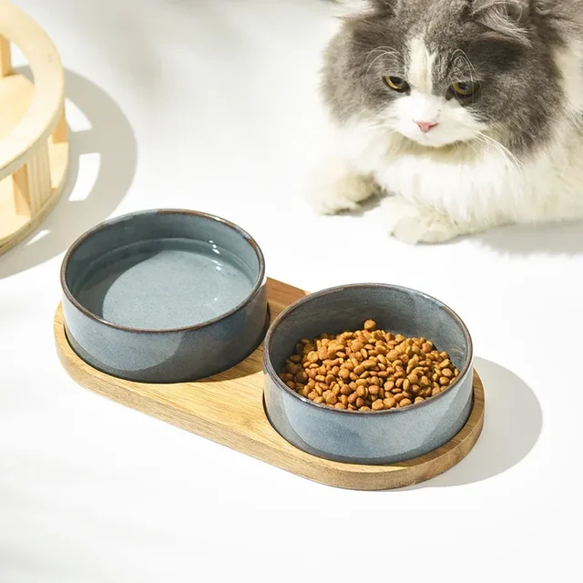 Cat Bowl Cat Food Bowl Ceramic Pet Food Water Feeder Small and Medium-sized Dogs Protection Spine Protection Rollover Prevention 3