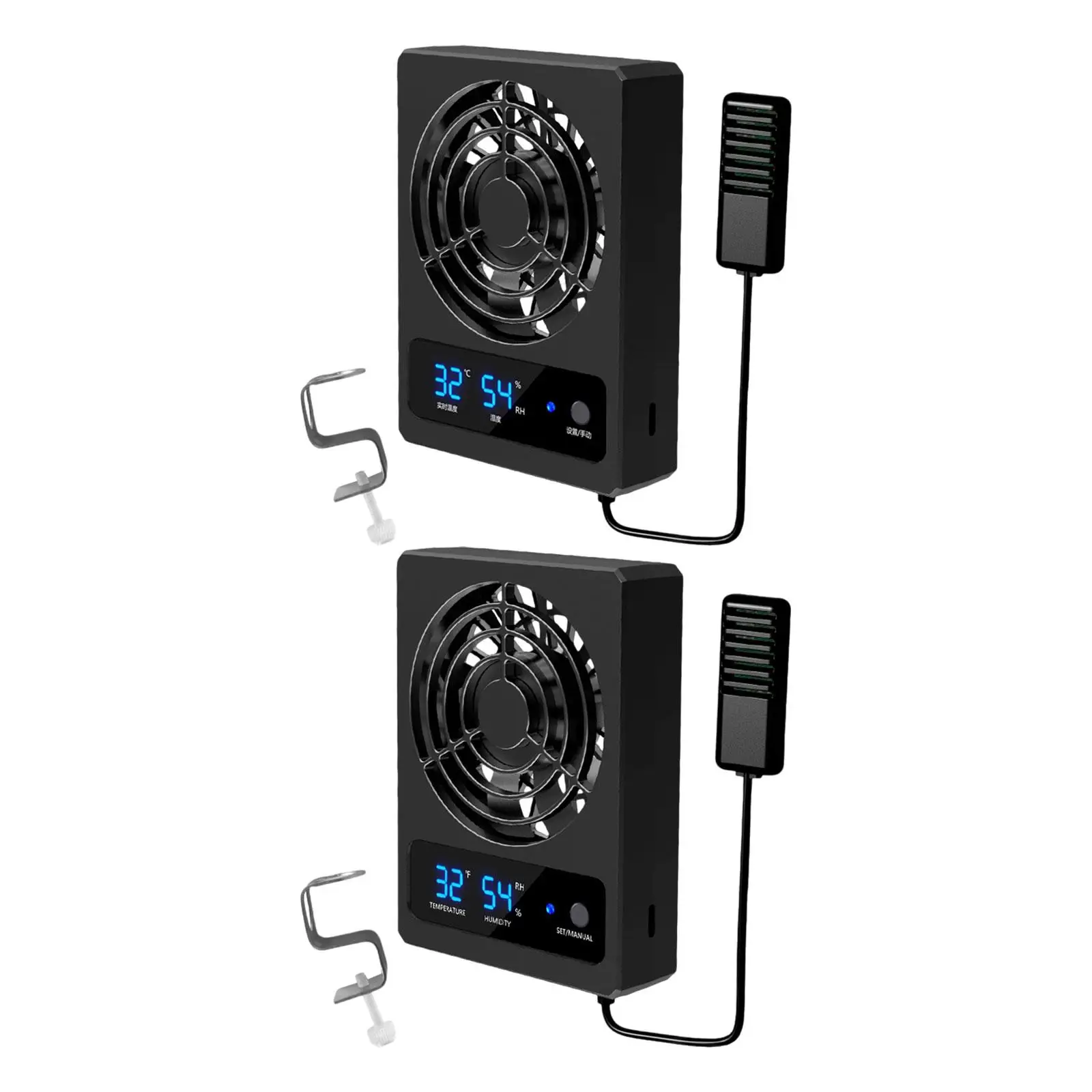 Reptile Ventilation Fan Smart Hygrometer Digital Display Adjustable Mounting