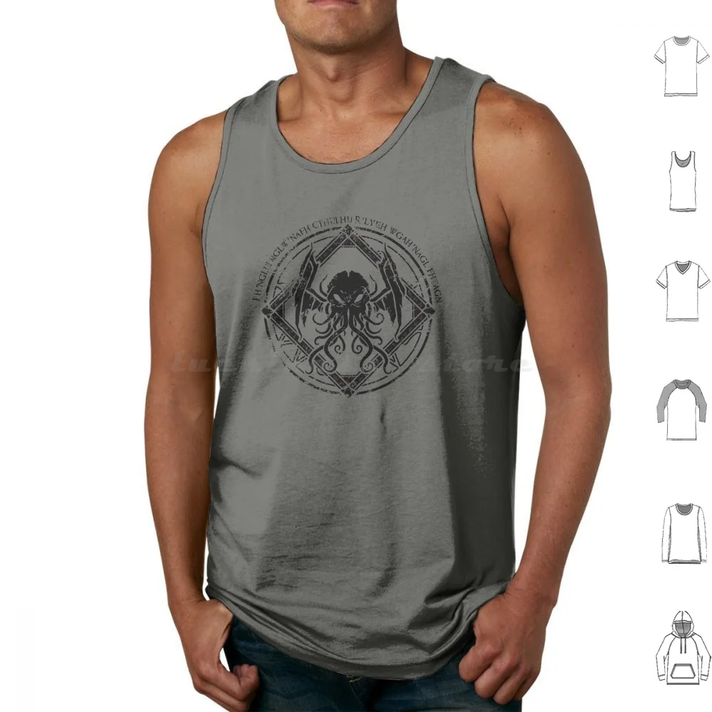Cthulhu -- Distressed Chant Design Canotte Gilet Senza Maniche Cthulhu Eldritch Horror Dark Elder God Tentacles Elder Sign Hp